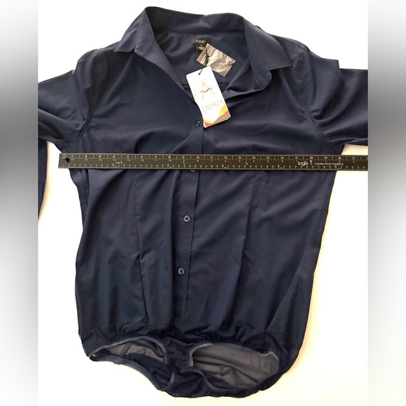 NWT Button Down Long Sleeve Bodysuit Navy Blue Size S - Picture 4 of 13